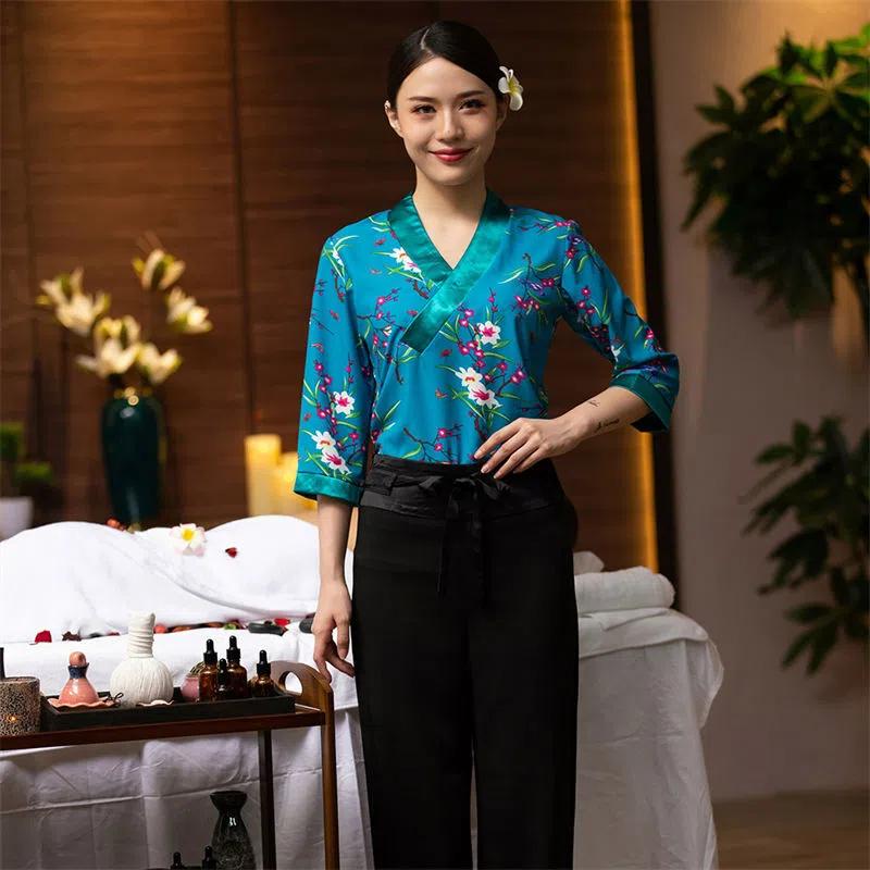 Spa Wellness Center - Pattern Top Slim Fit Technician Suit
