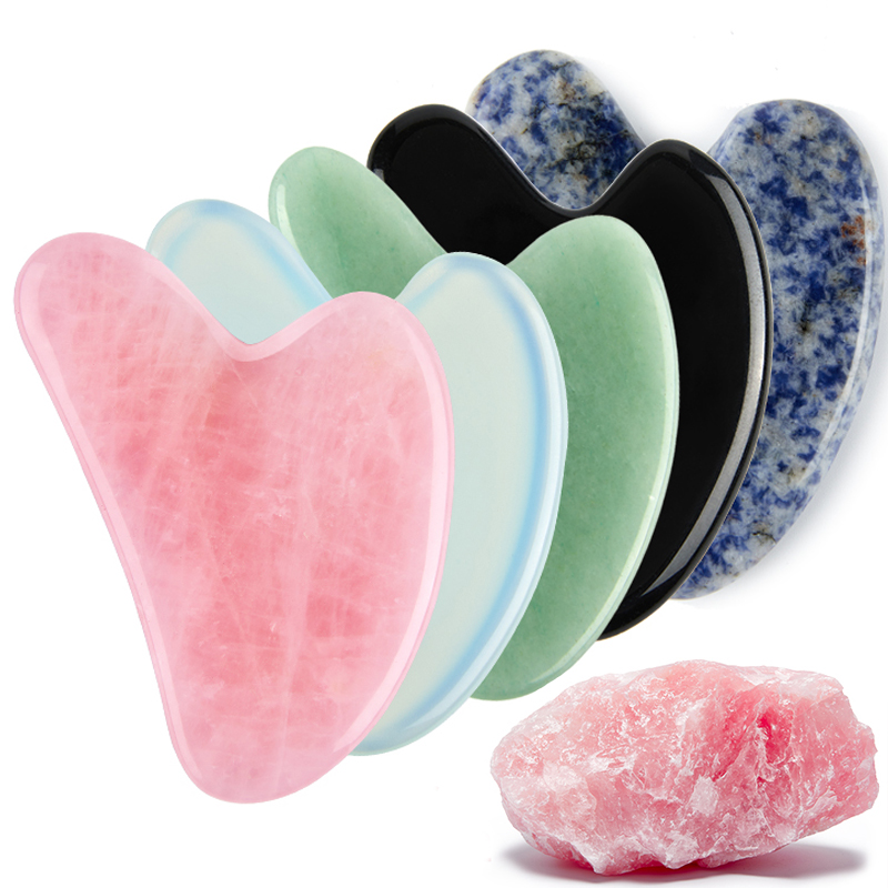 Gua Sha Tool Rose Quartz - Natural Stone Jade Gouache Scraper Rose